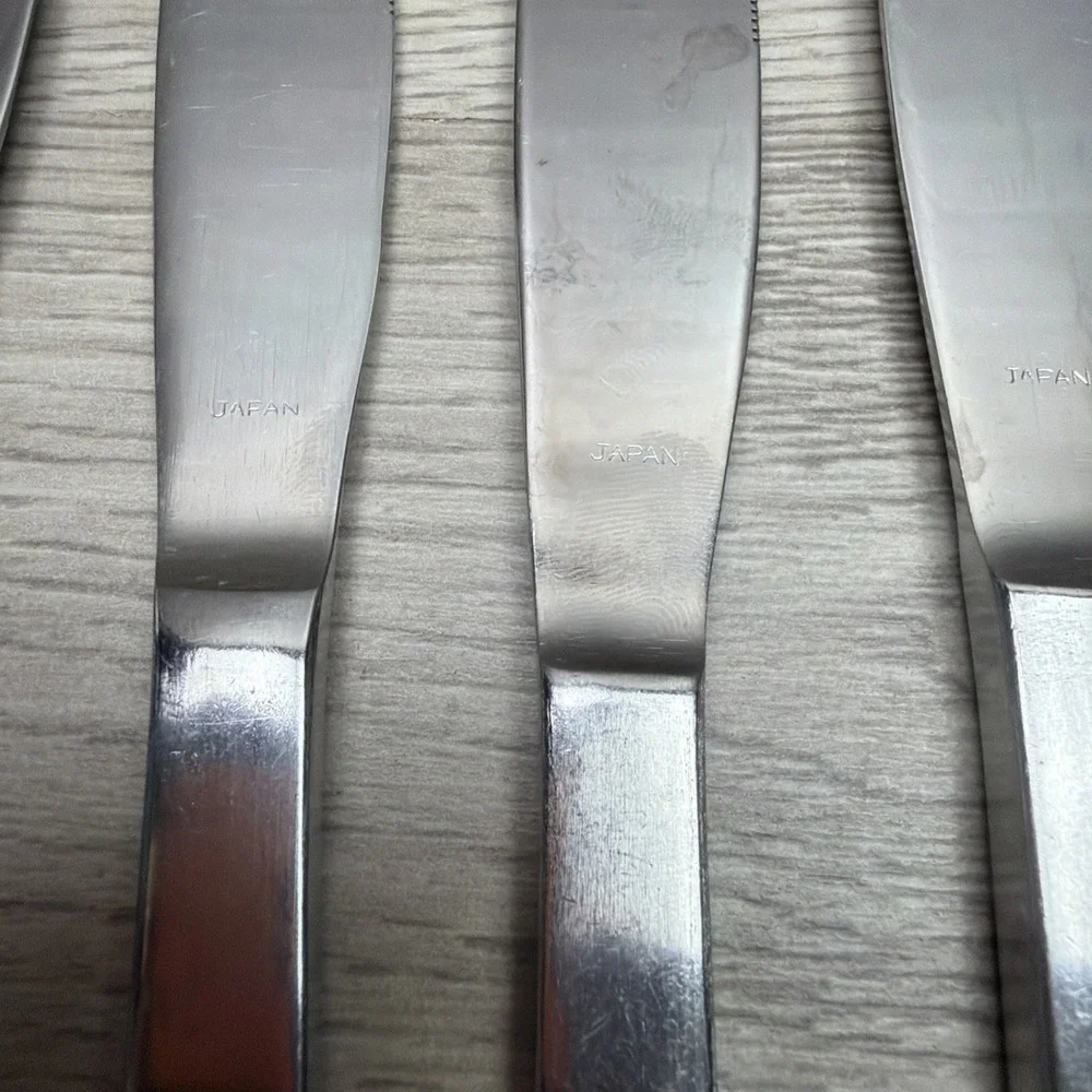 Vintage Stainless Steel Made In Japan Silverware Lot Of 6 Dinner Knifes, 5 Forks